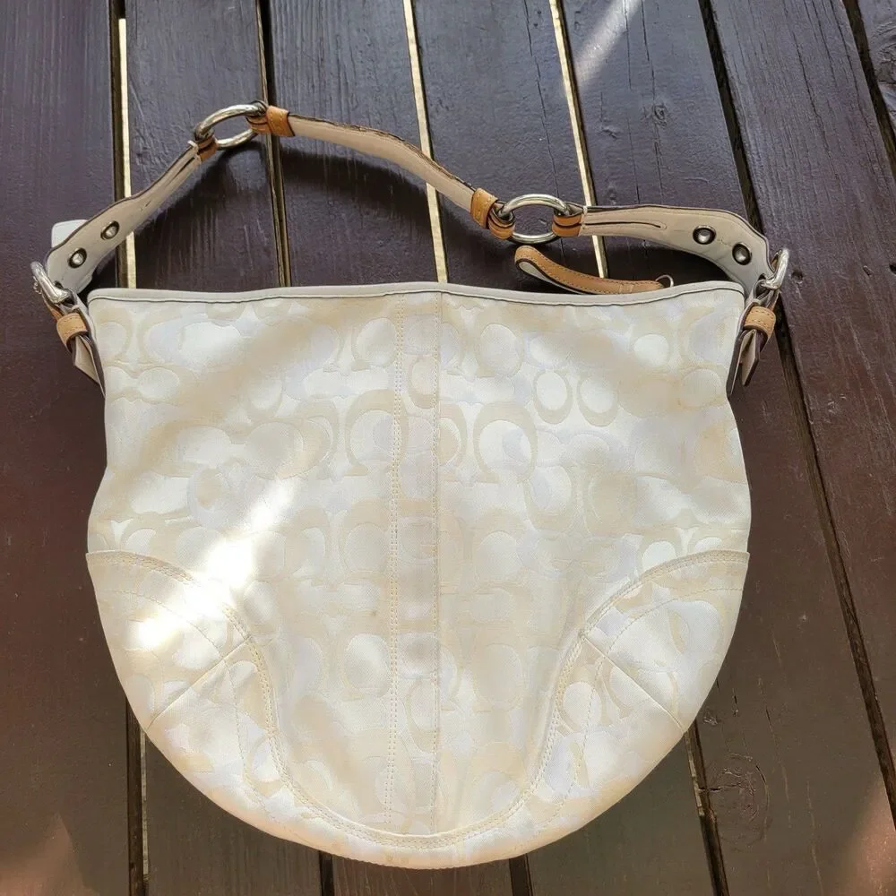 RARE Coach Y2K Optic White Signature C Bumble Bee Small Hobo Bag 5065